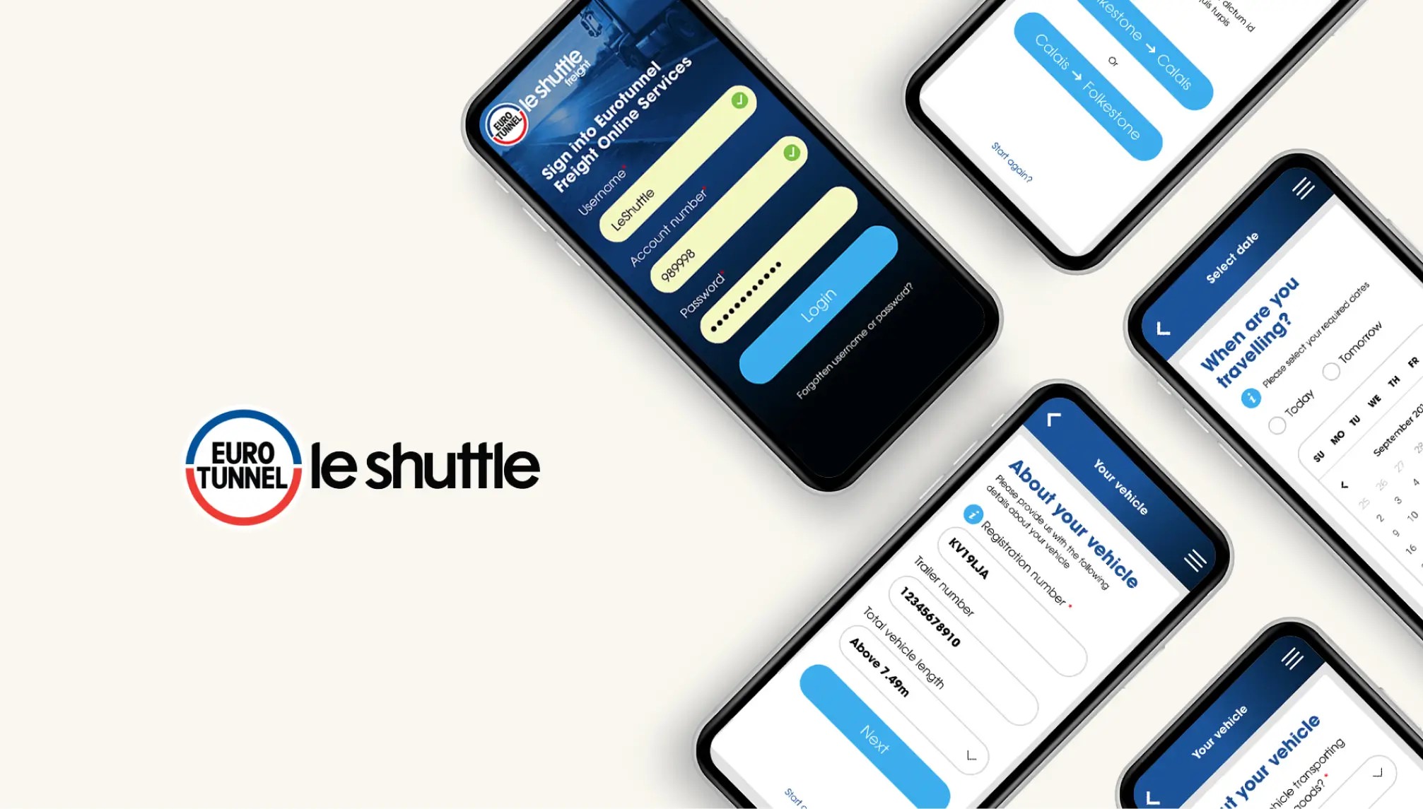Eurotunnel freight booking app mockup